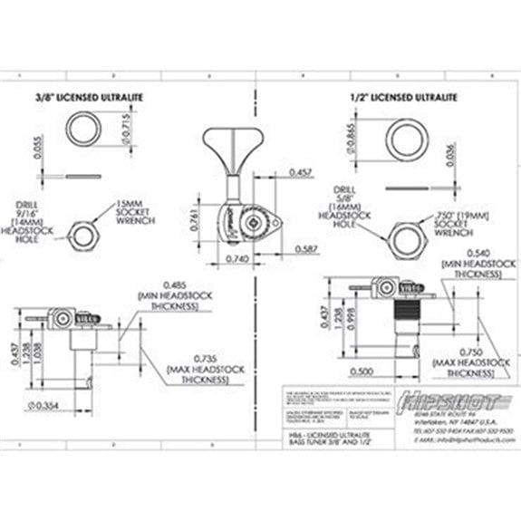 Hipshot Licenced Ultralite Y Key Tekli Bas Gitar Burgu Sağ Altın (3/8) (Ekstra hafif)