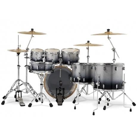 PDP Drums Concept Akçaağaç 7-Parça Akustik Davul (Silver - Black Sparkle Fade)