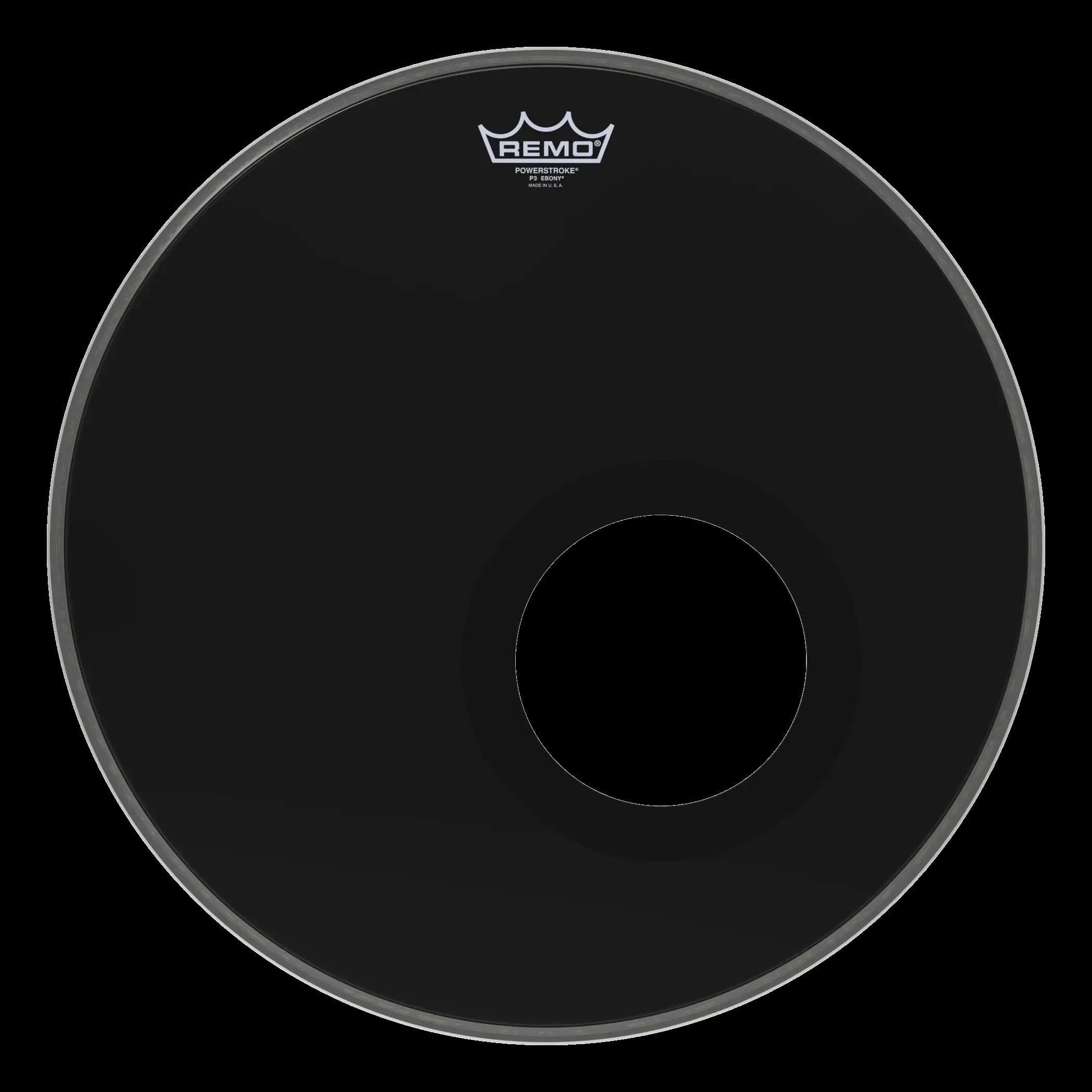 REMO POWERSTROKE® 3 EBONY® 18 İnç Siyah Delikli Bas Davul Derisi