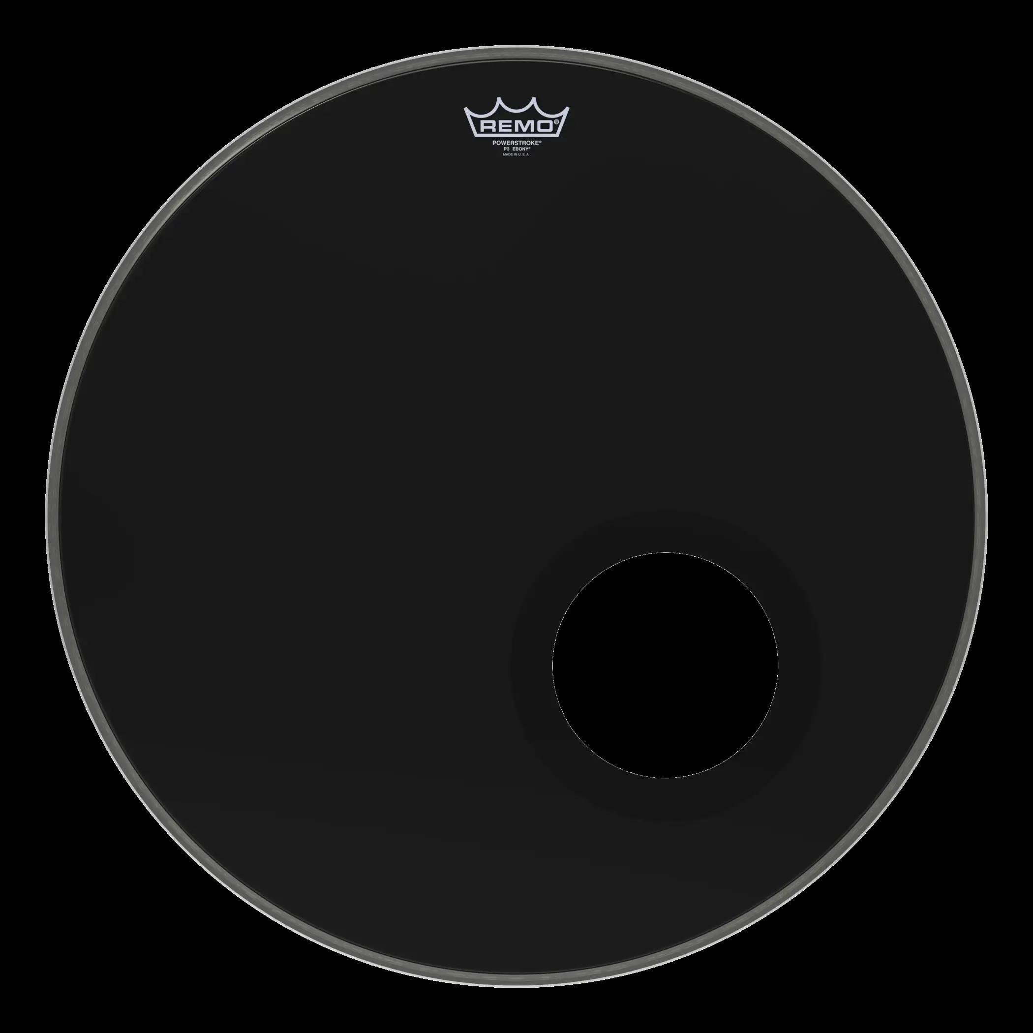 REMO POWERSTROKE® 3 EBONY® 22 İnç Siyah Delikli Bas Davul Derisi