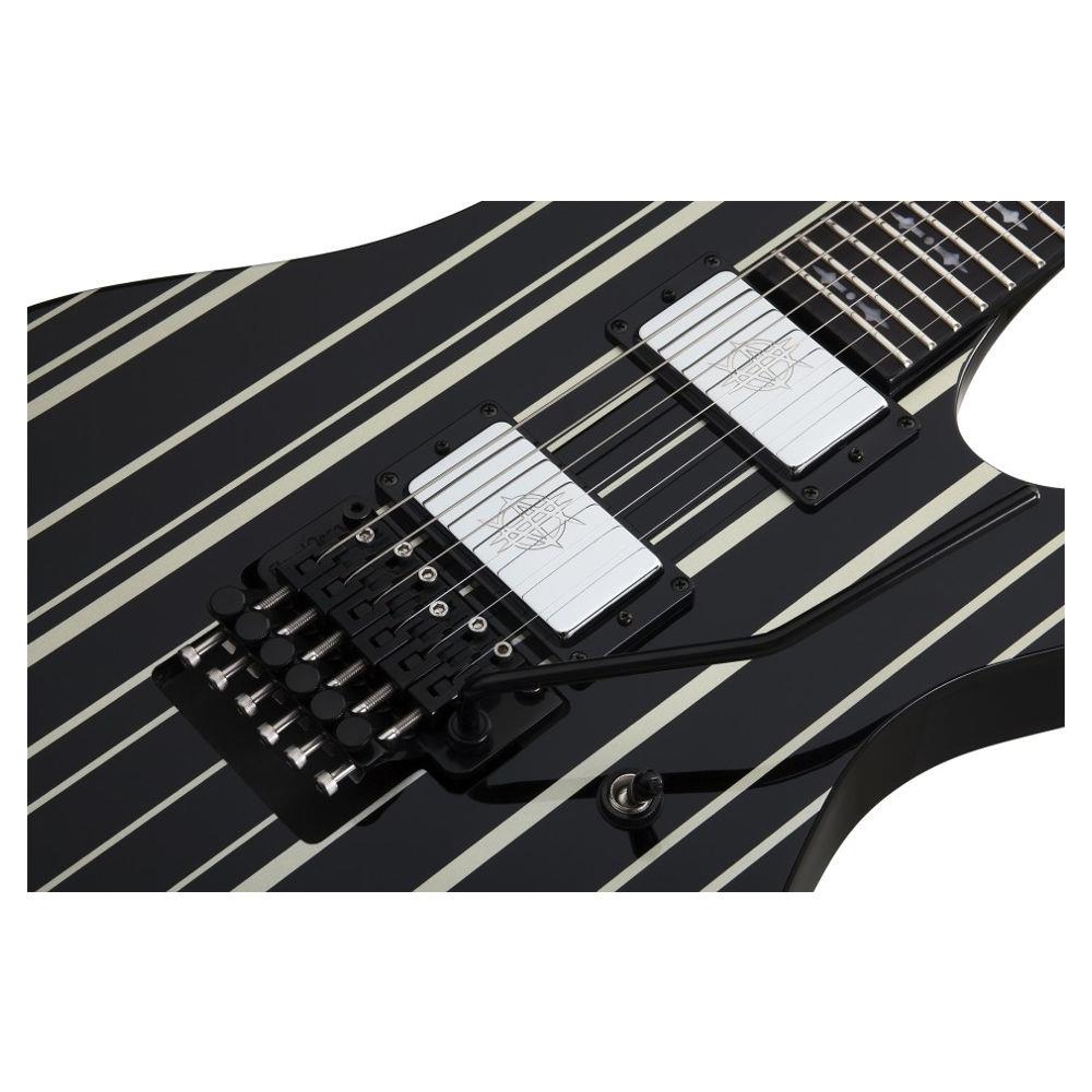 Schecter Synyster Custom FR Elektro Gitar (Gloss Black & Silver Pin Stripes)