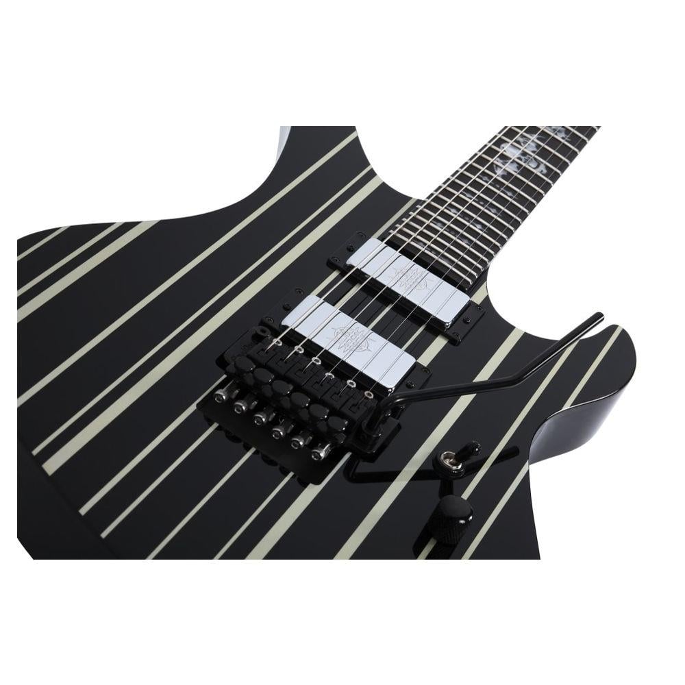 Schecter Synyster Custom FR Elektro Gitar (Gloss Black & Silver Pin Stripes)