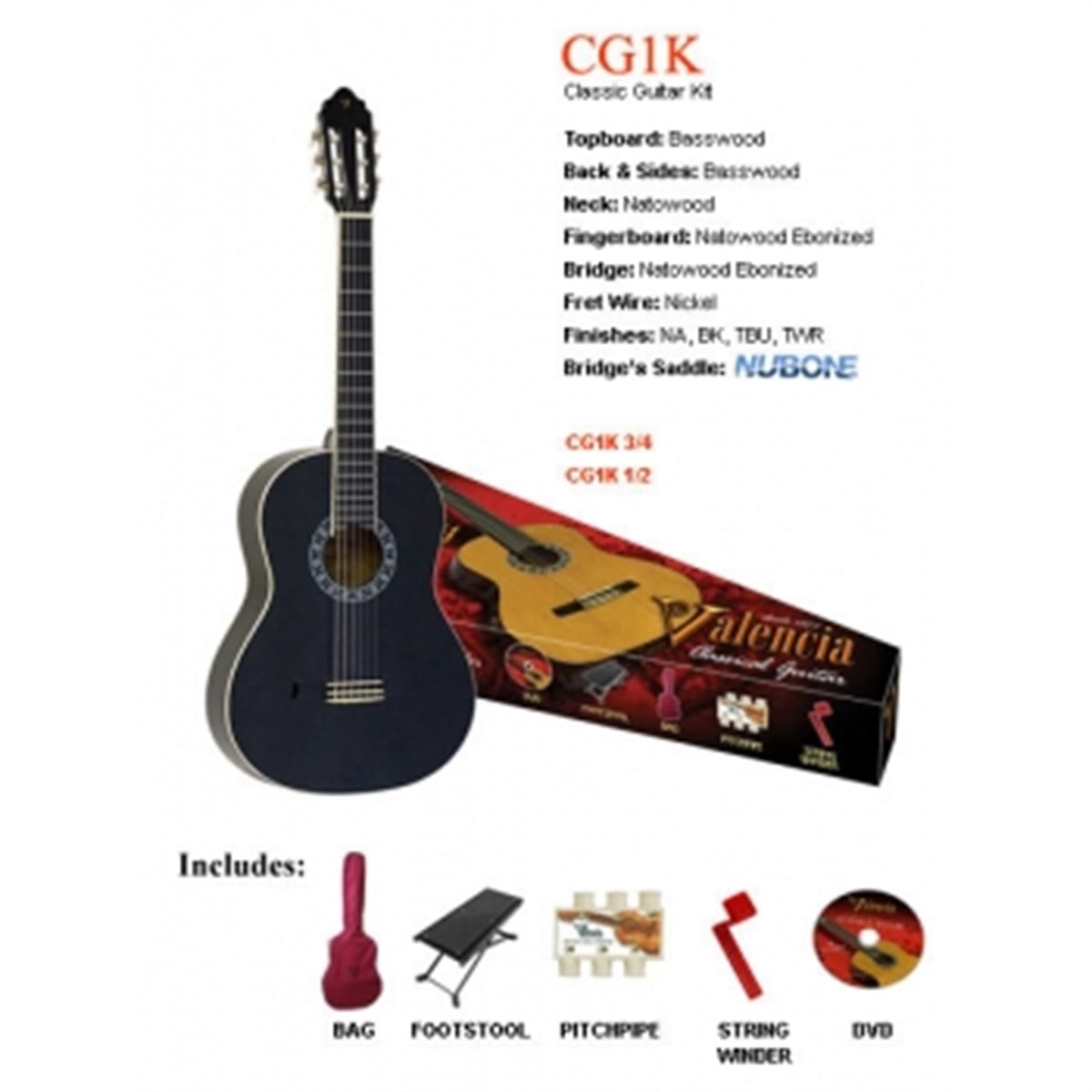 VALENCIA CG1KBK KLASİK GİTAR SET