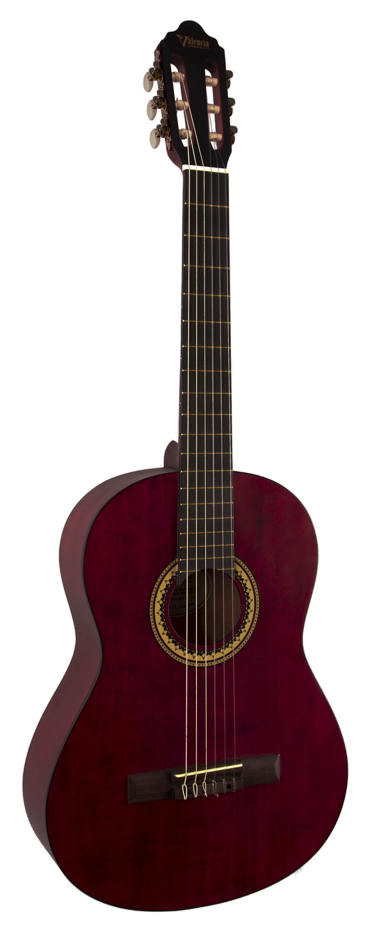 Valencia VC204TWR - Şeffaf Şarap Kırmızısı Mat Klasik Gitar (Kılıf+Pena)