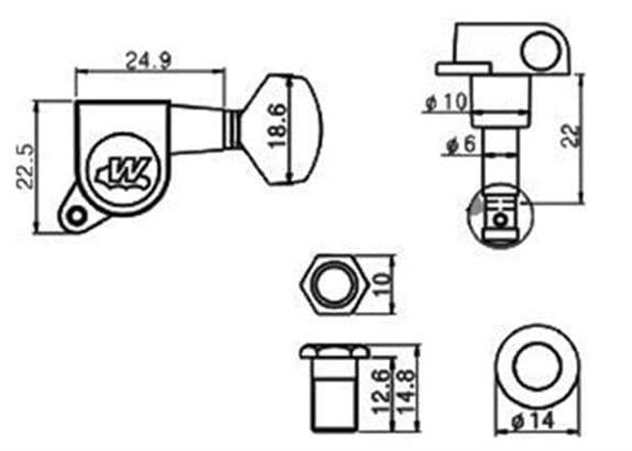 Wilkinson WJ07CR Solak veya Reverse Elektro Gitar Burgu Seti (6 Dizilim)