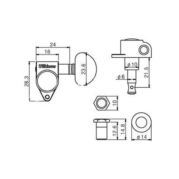 Wilkinson WJ303BK Grover Stil Akustik ve Elektro Gitar Burgu Seti (3-3 Dizilim)