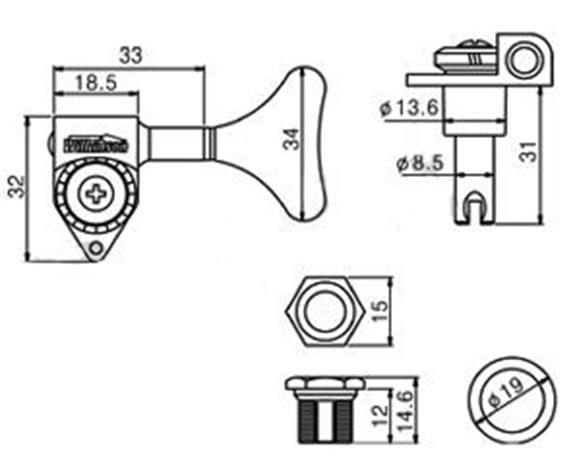 Wilkinson WJB750GD Bas Gitar Burgu Seti Altın (4 Dizilim)