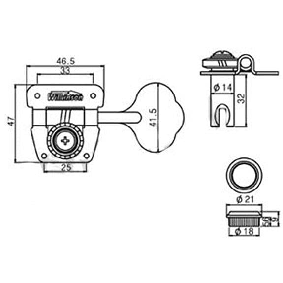 Wilkinson WJBL200BK5 Bas Gitar Burgu Seti Beşli Siyah (3-2 Dizilim)