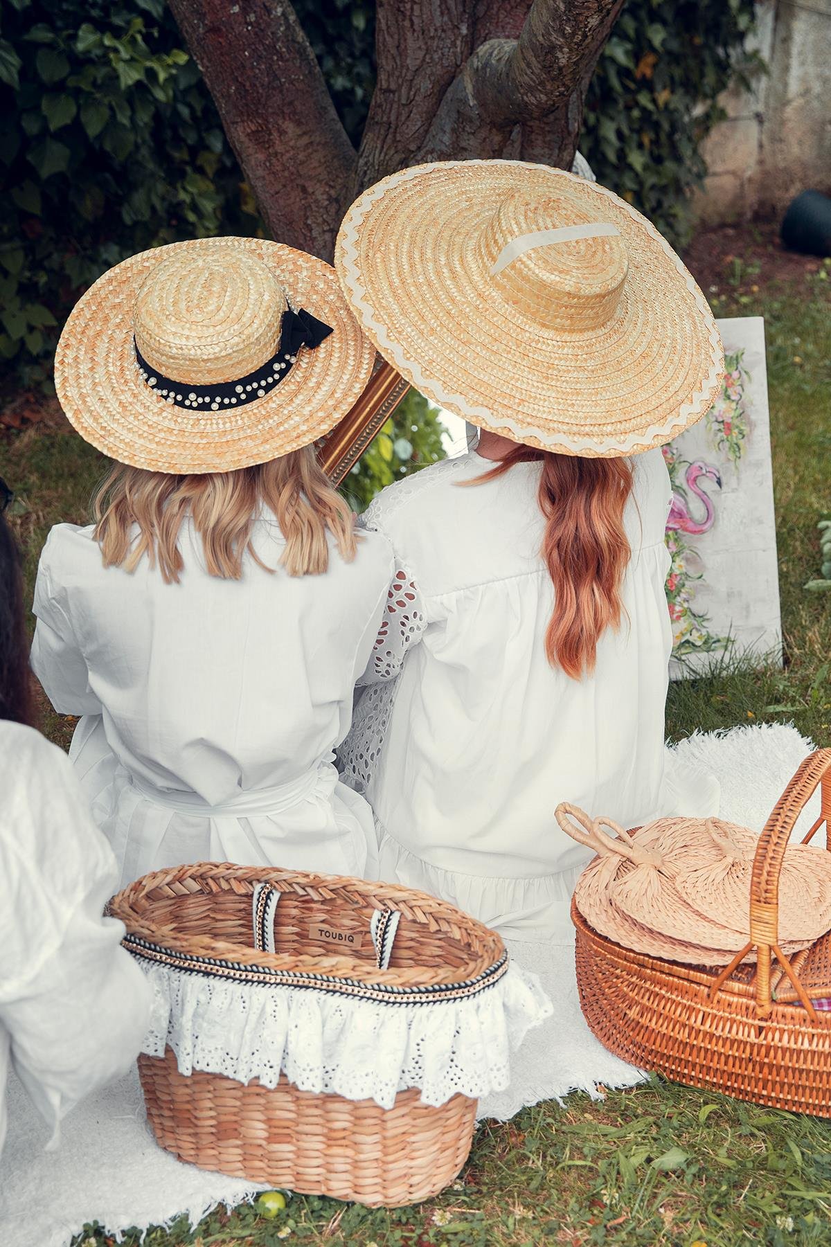 Beyaz Zikzaklı Kurdela Detaylı Hasır Şapka