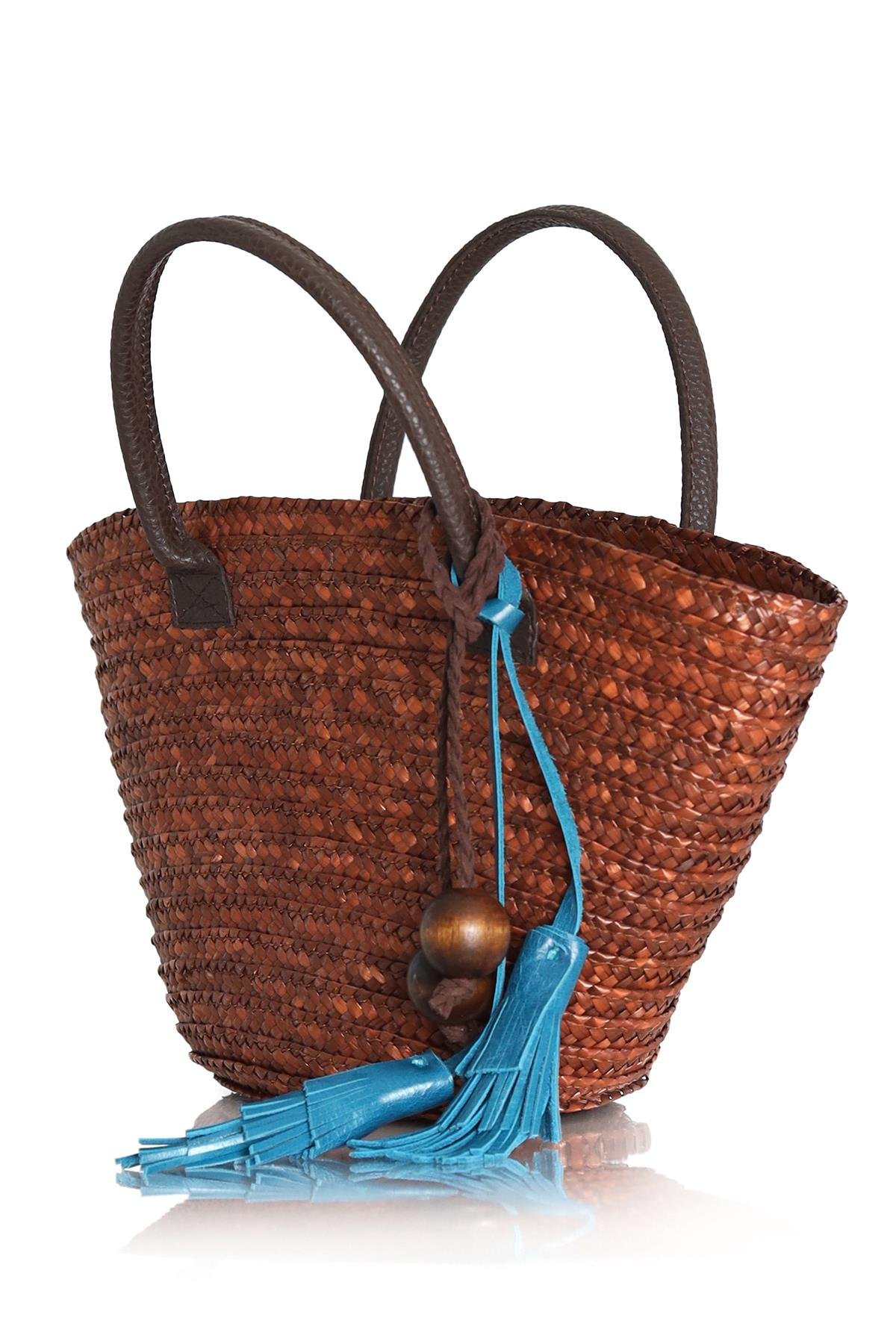 Kahverengi Mini Hasır Çanta 