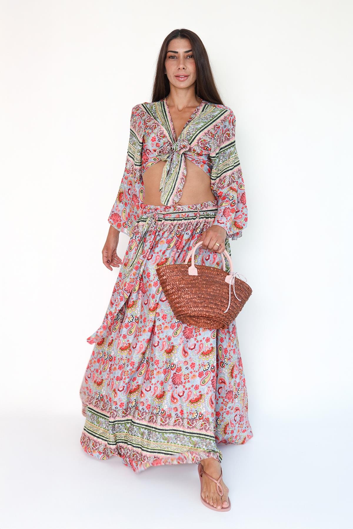 Kahverengi Mini Hasır Çanta 