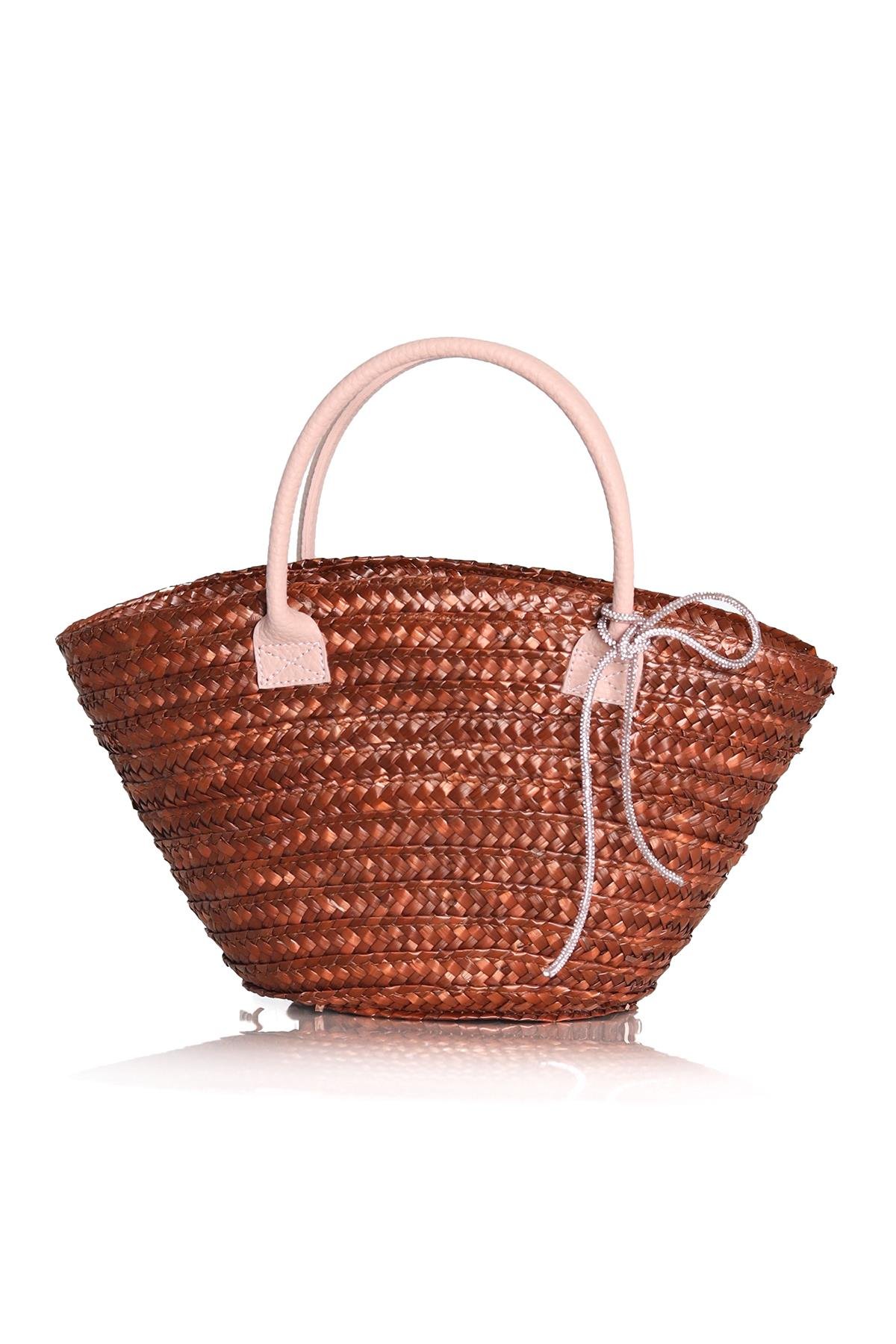 Kahverengi Mini Hasır Çanta 