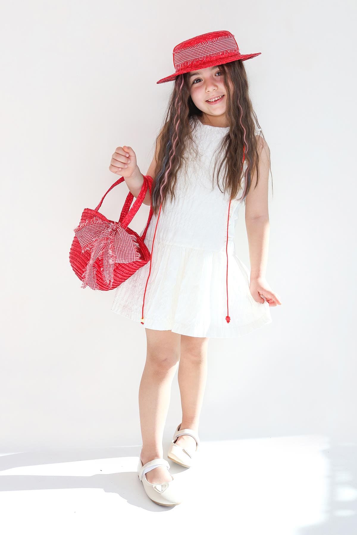 Kırmızı Hasır Çanta 