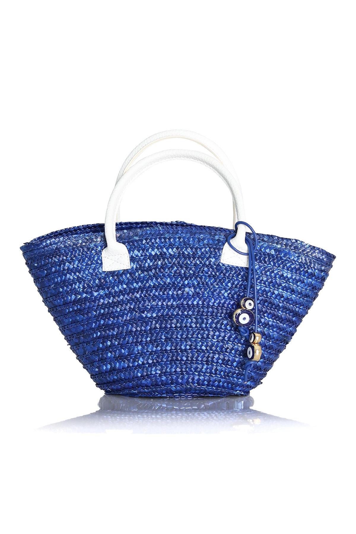Mavi Mini Hasır Çanta 