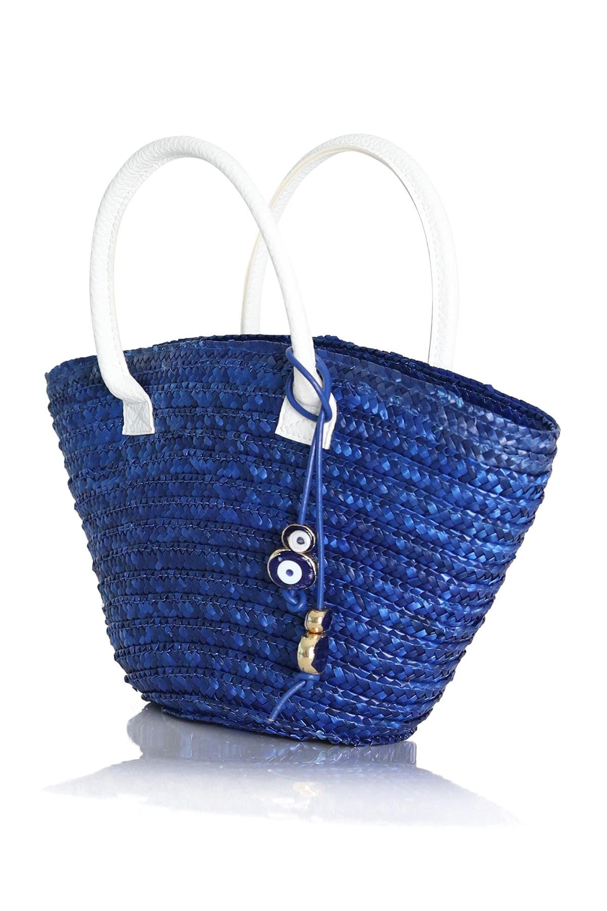 Mavi Mini Hasır Çanta 
