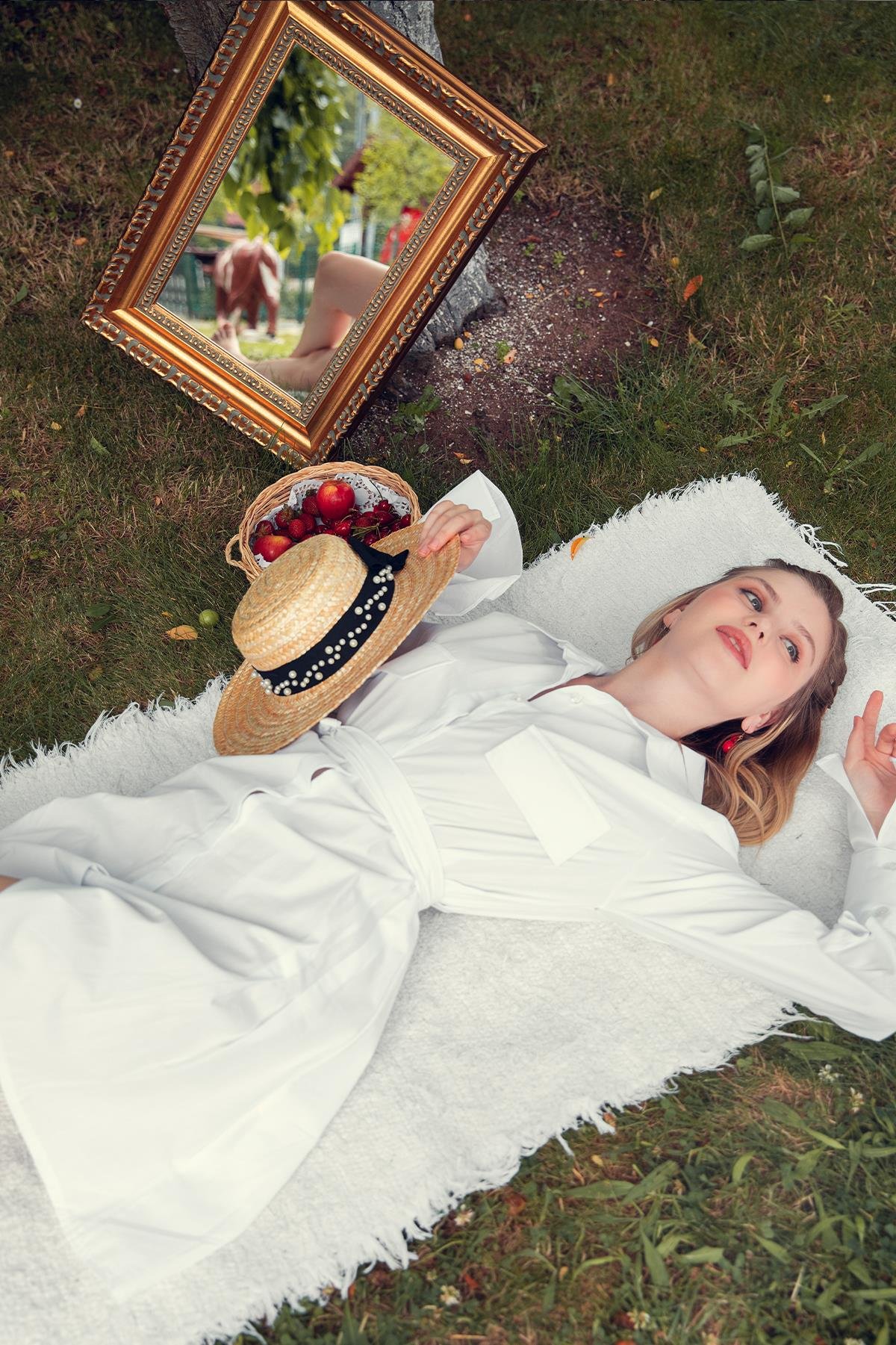 Siyah Kurdelalı İnci Detaylı Hasır Şapka