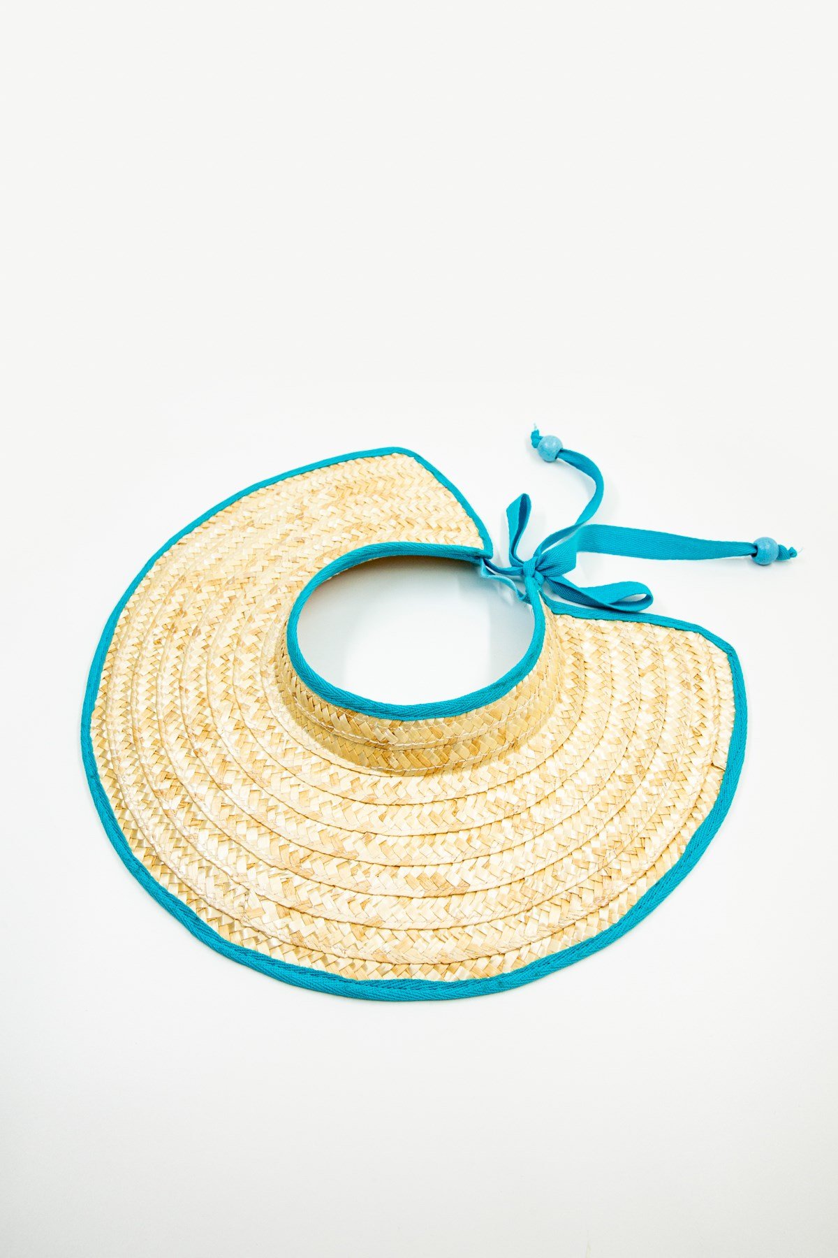 Turkuaz Biyeli Hasır Vizör Şapka