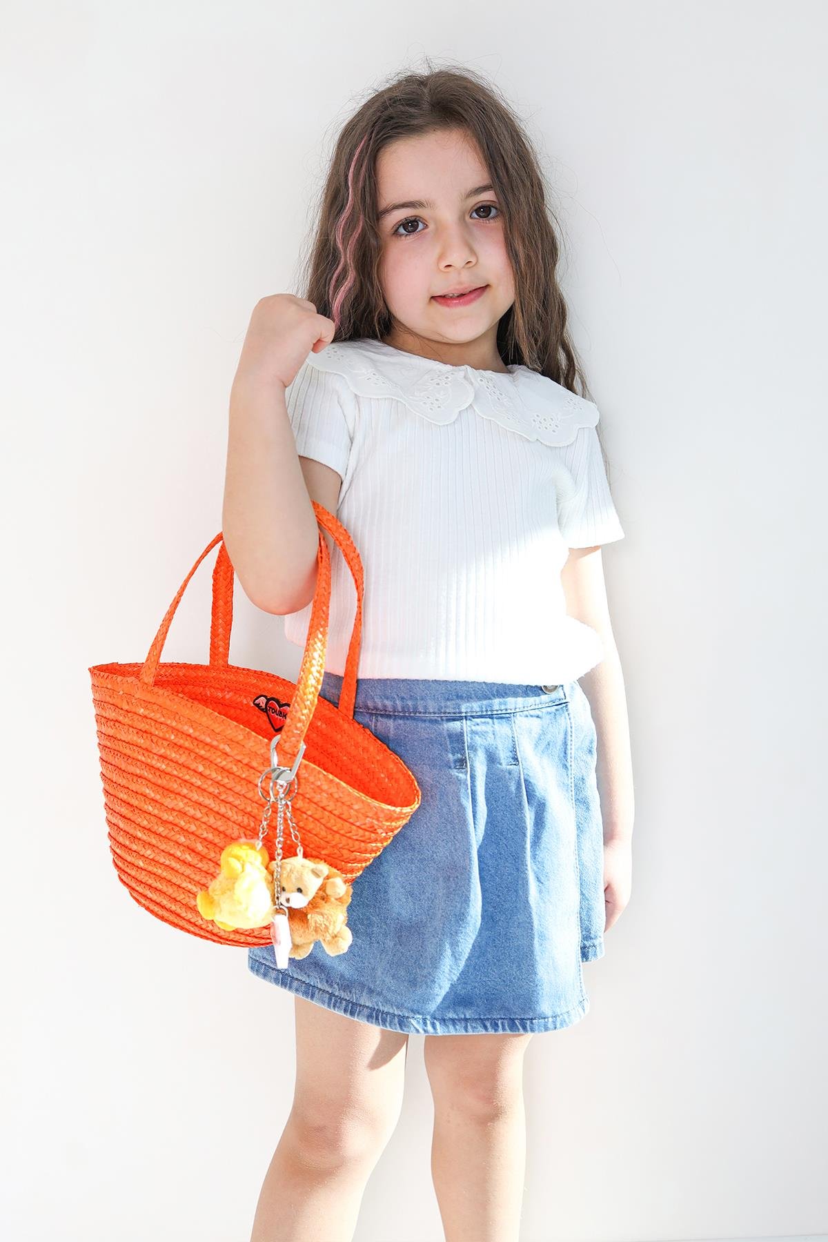 Turuncu Hasır Çanta 