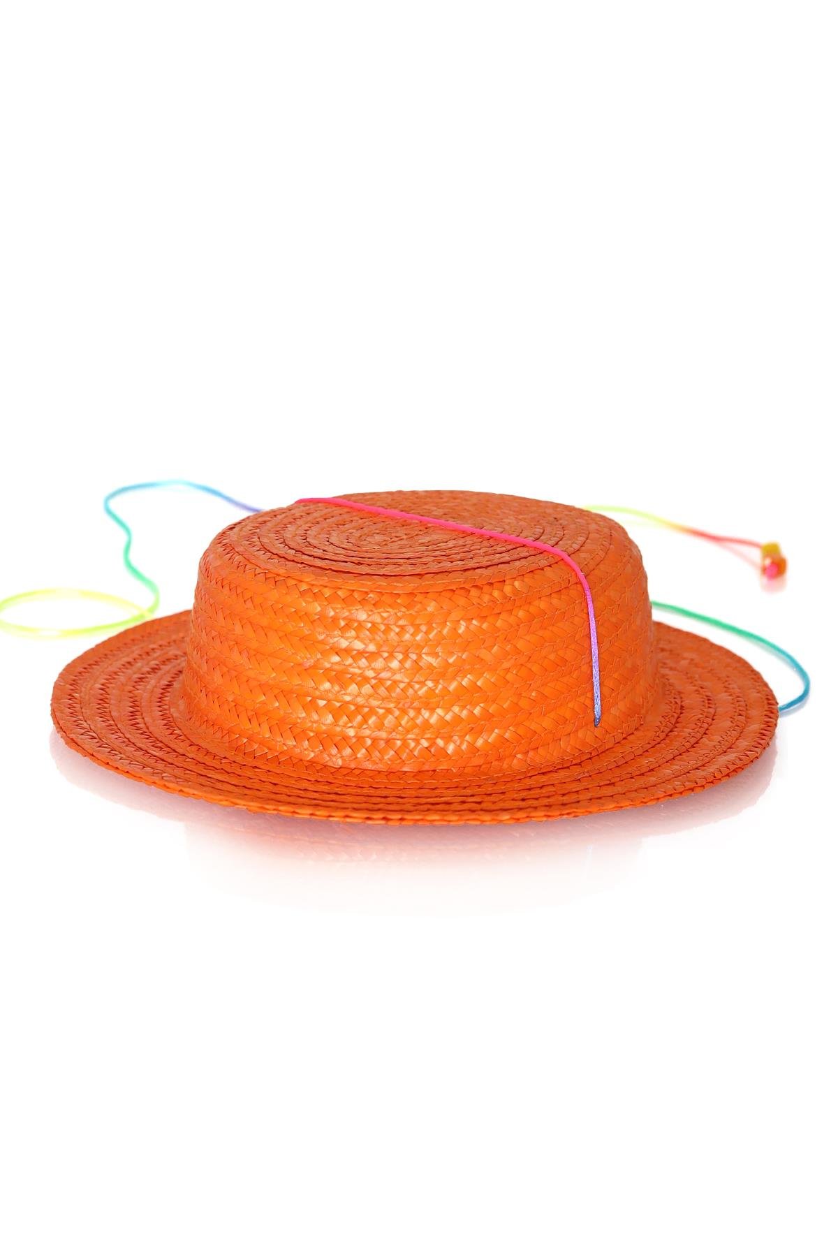 Turuncu Hasır Şapka 