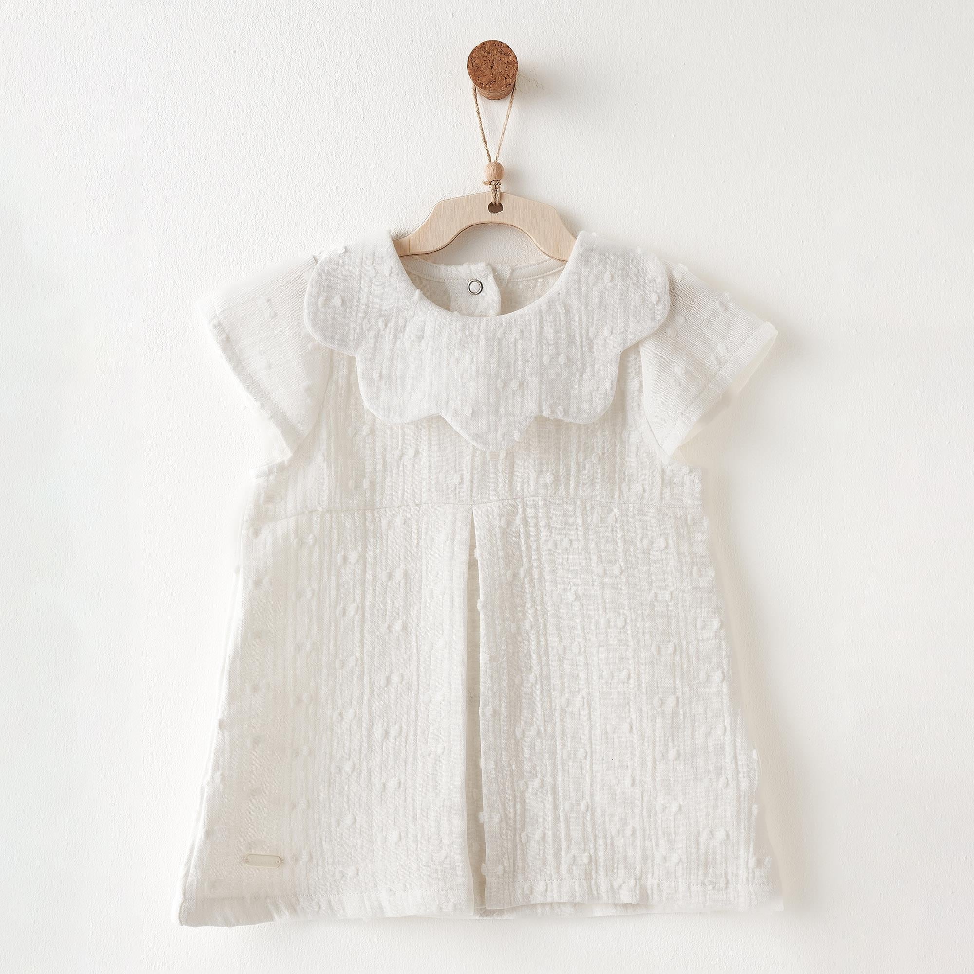 Andywawa AC26644 Baby Chic Kız Bebek Elbise Ekru