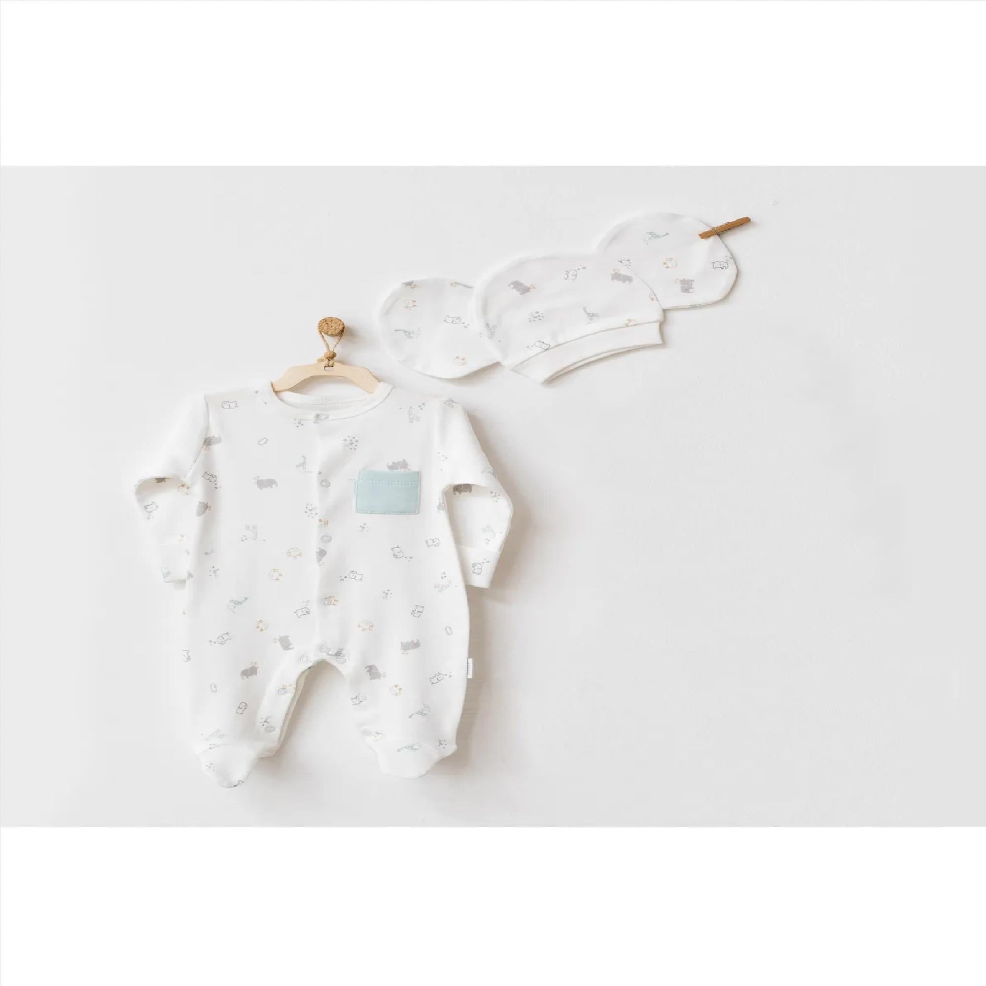 Andywawa Kız Bebek Tulum Takım Romper Hat Set The Zoo S Balboa Ecru