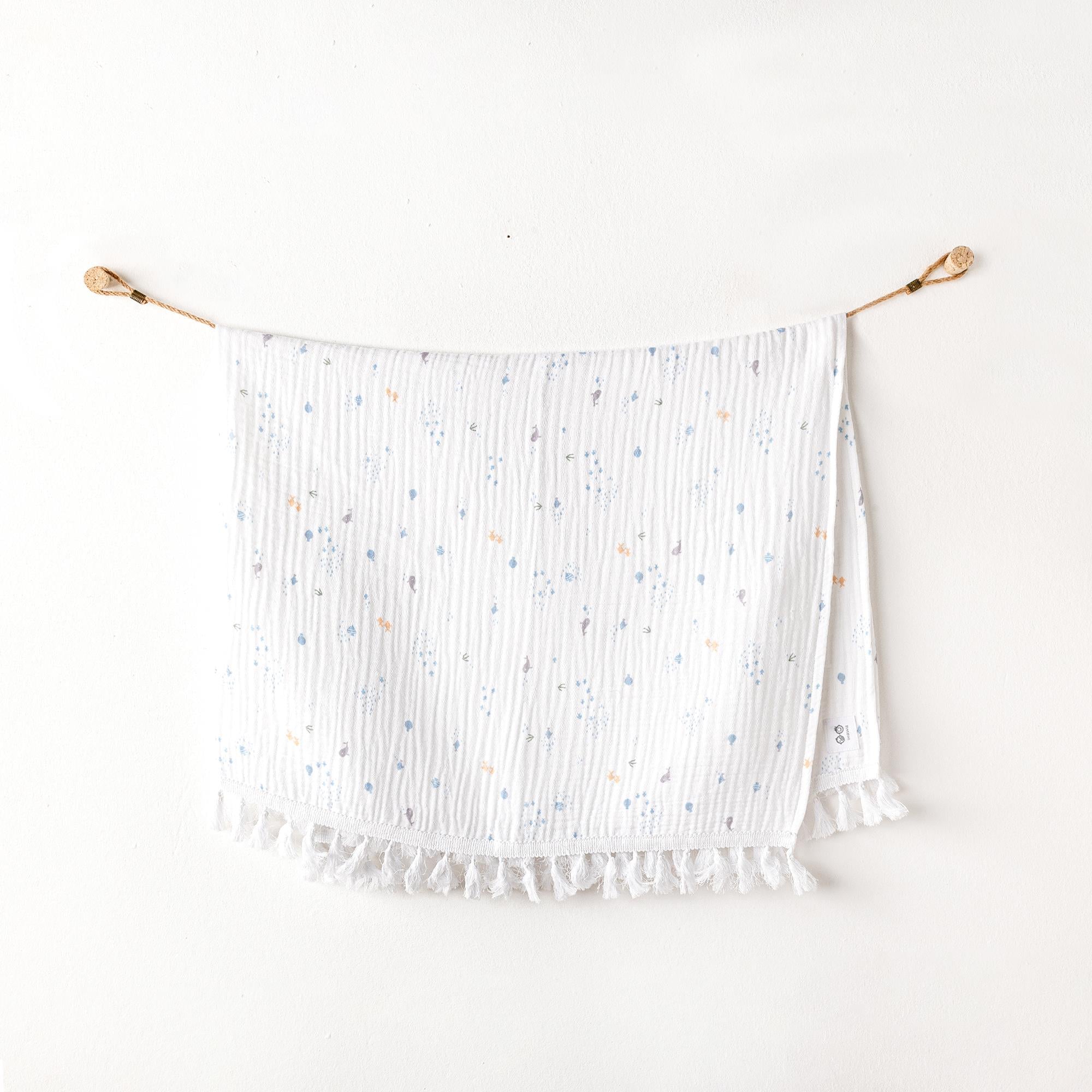 BEBEK BATTANİYE BLANKET 100X120 OCEAN IS MY HAPPY PLACE MUSLIN
