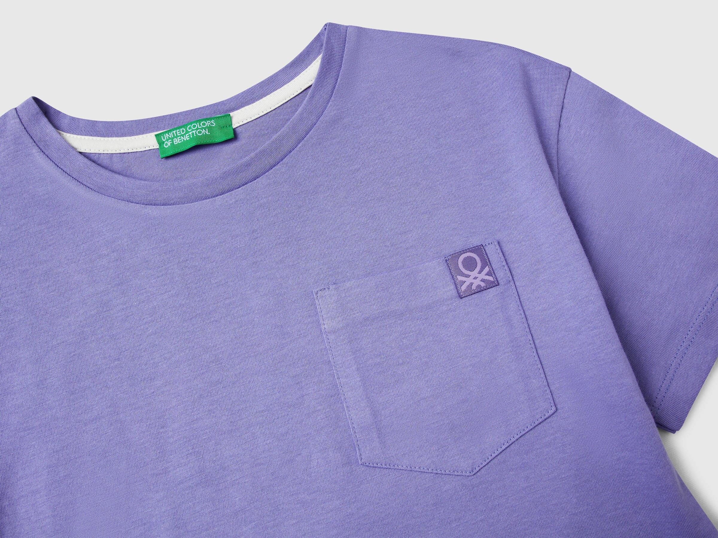 Benetton Kız Çocuk Arkası Baskılı Yama Cepli T-Shirt