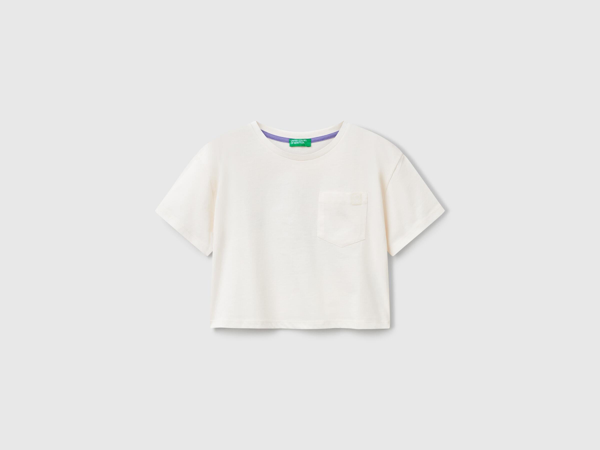 Benetton Kız Çocuk Arkası Baskılı Yama Cepli T-Shirt