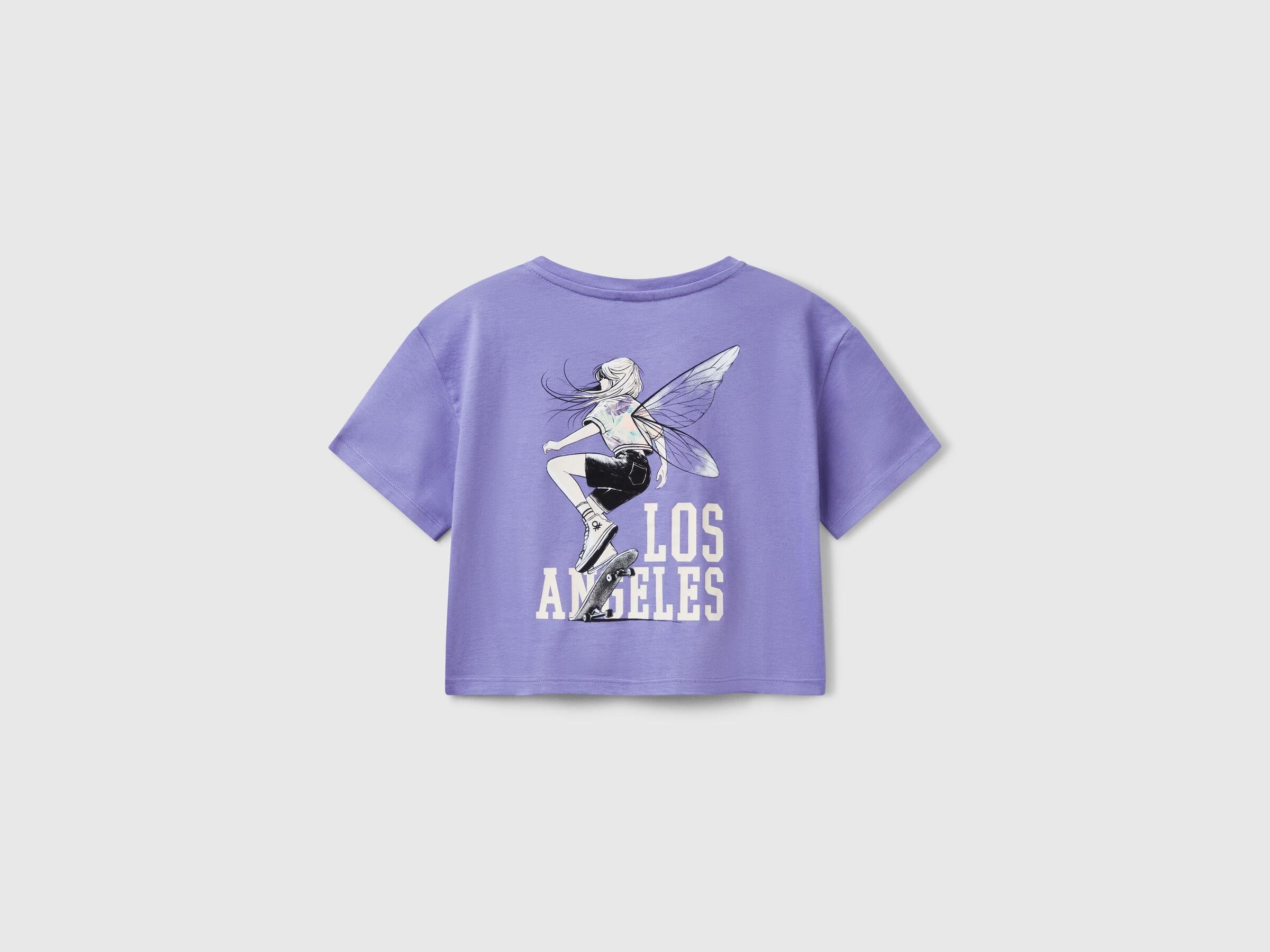 Benetton Kız Çocuk Arkası Baskılı Yama Cepli T-Shirt