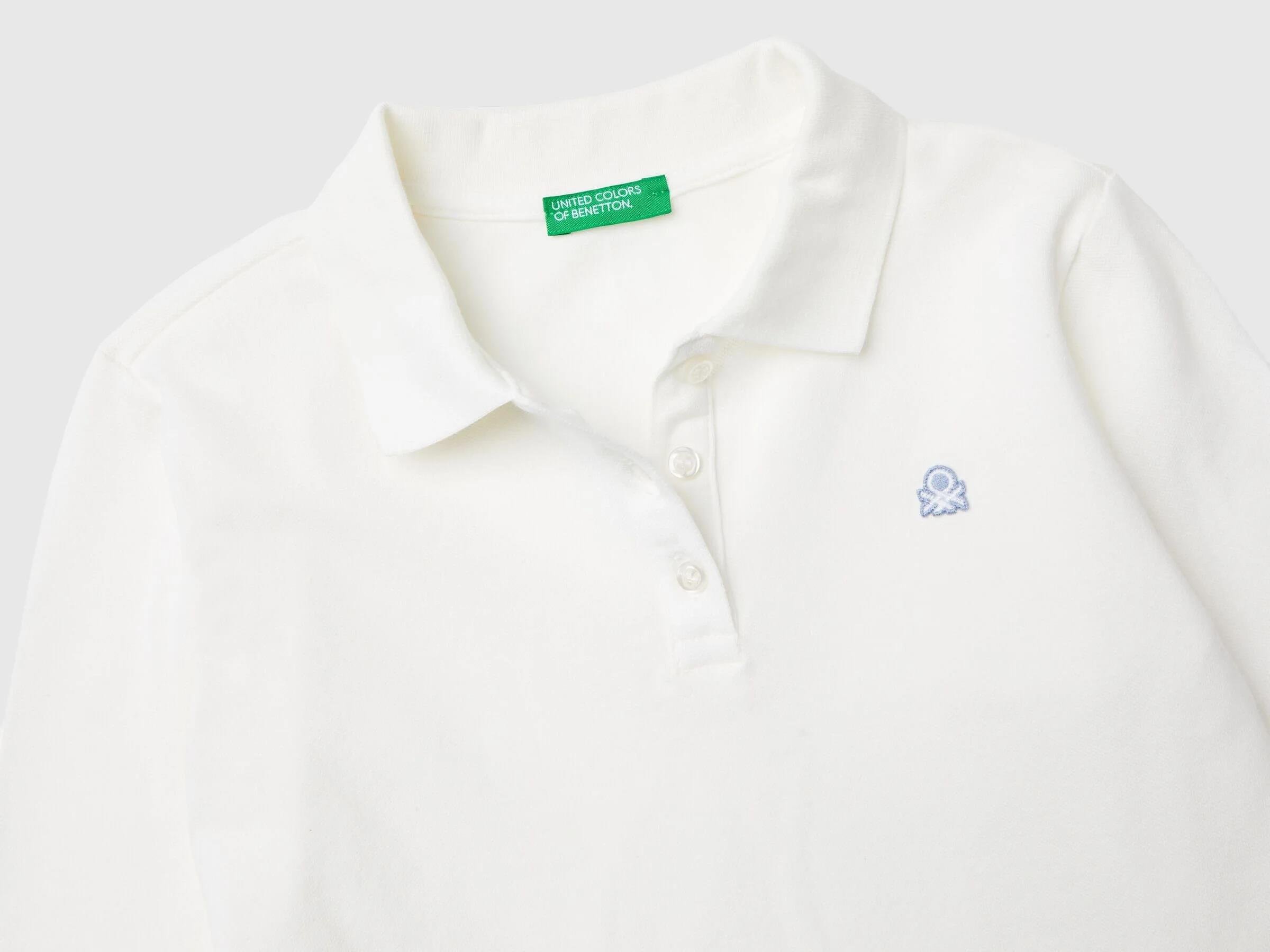 Benetton Kız Çocuk Ekru Logo İşlemeli Polo T-Shirt