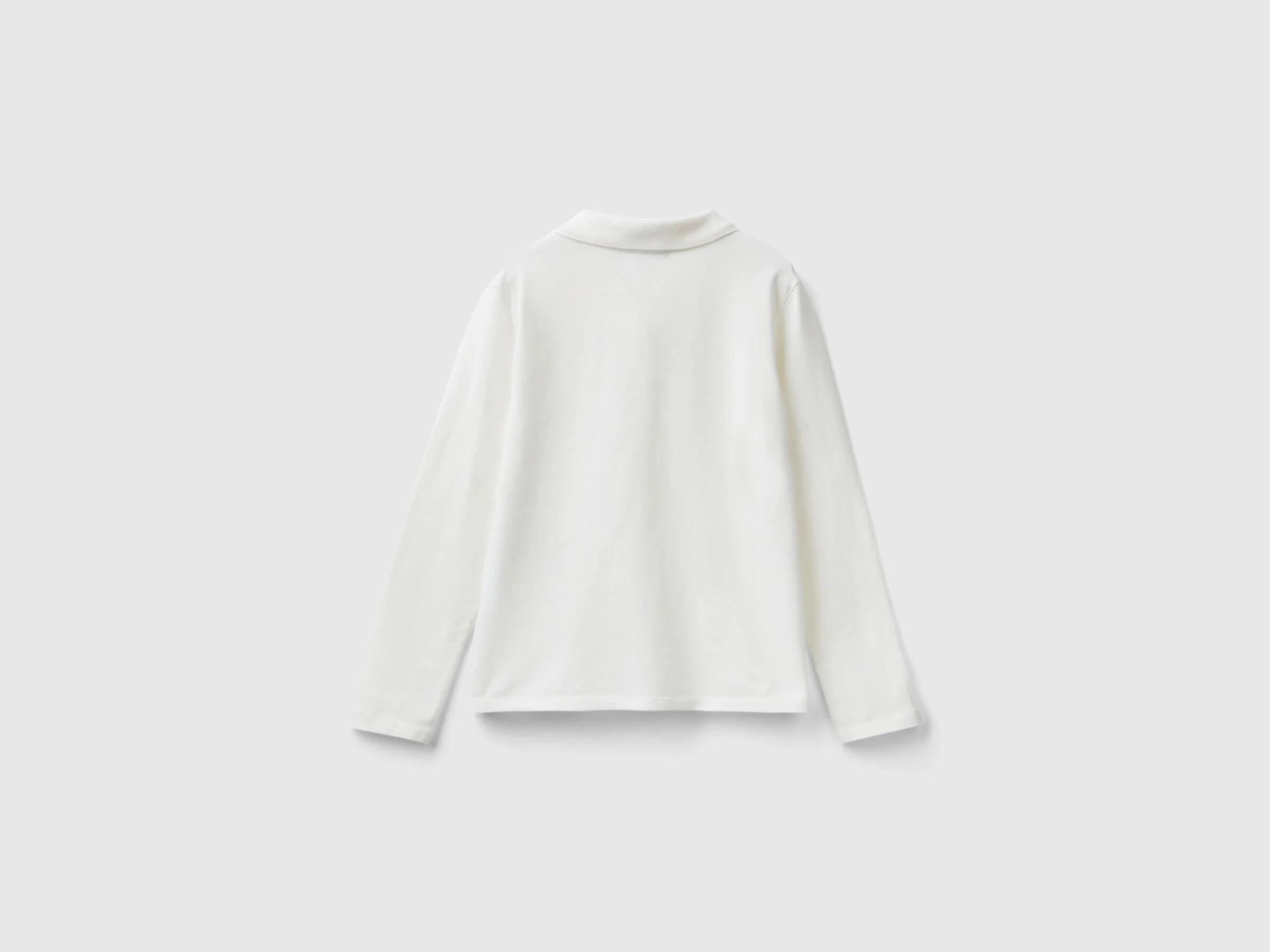 Benetton Kız Çocuk Ekru Logo İşlemeli Polo T-Shirt