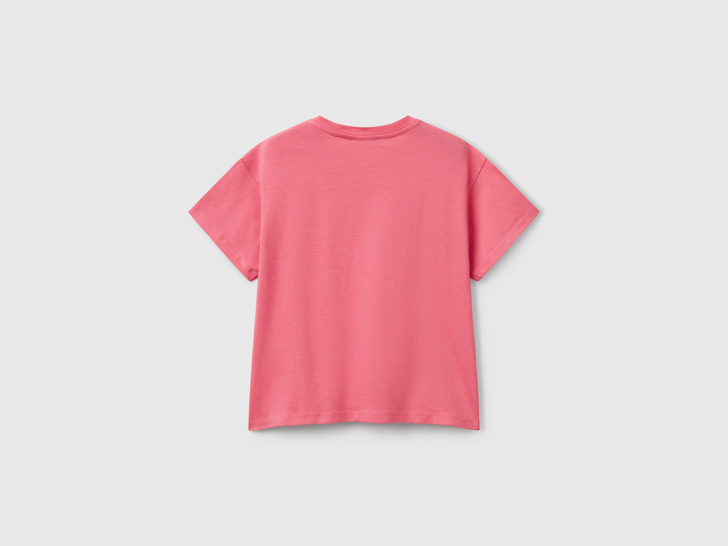 Benetton Kız Çocuk Önü Payet İşlemeli Baskılı T-Shirt 