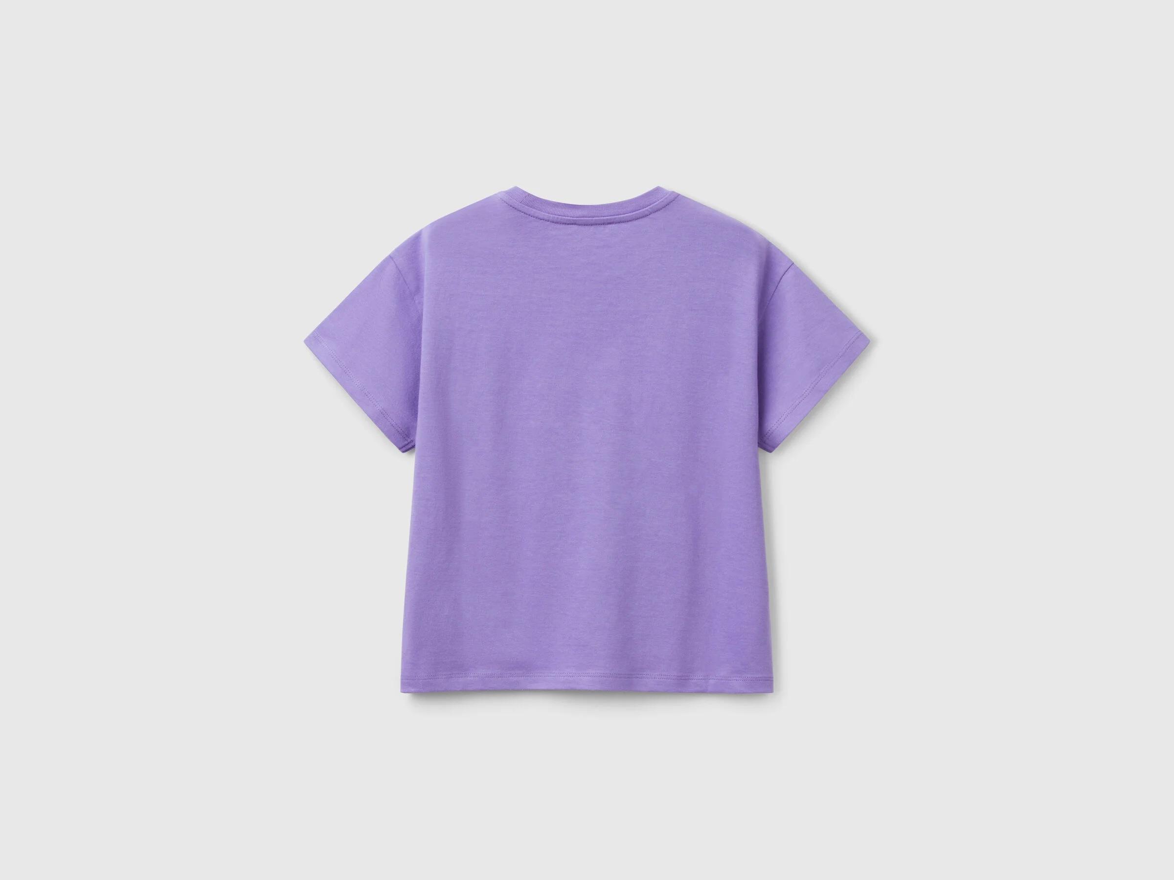 Benetton Kız Çocuk Önü Payet İşlemeli Baskılı T-Shirt 