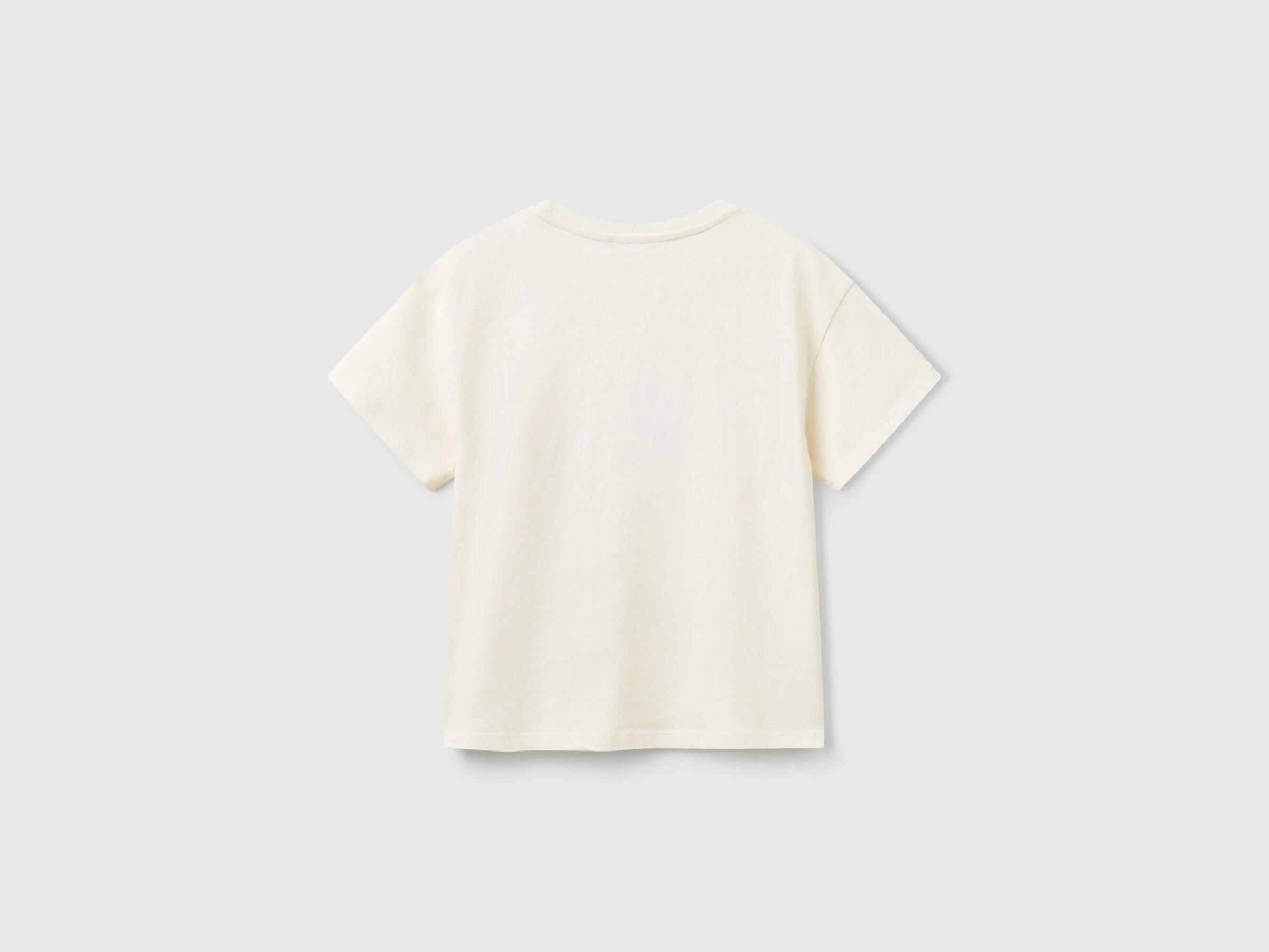 Benetton Kız Çocuk Önü Payet İşlemeli Baskılı T-Shirt 