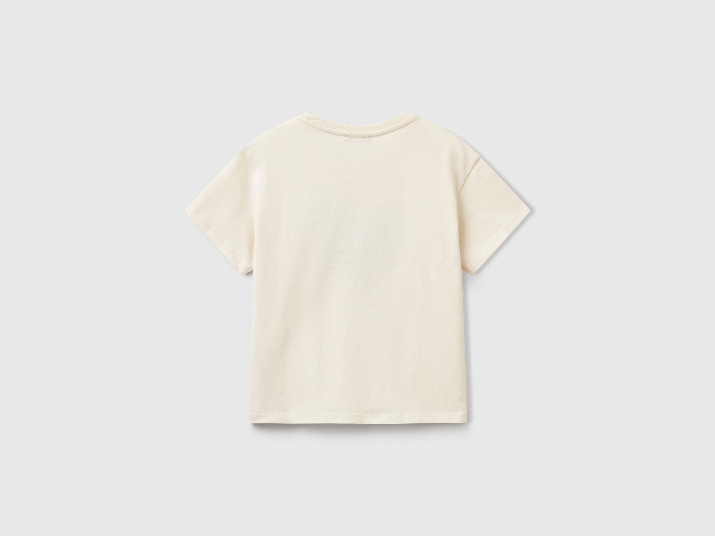 Benetton Kız Çocuk Önü Payet İşlemeli Baskılı T-Shirt 
