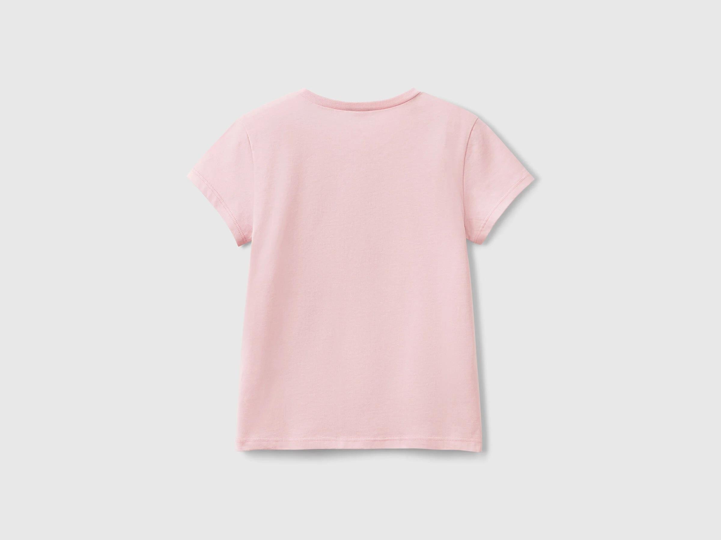 Benetton Kız Çocuk Simli Logo Baskılı T-Shirt 