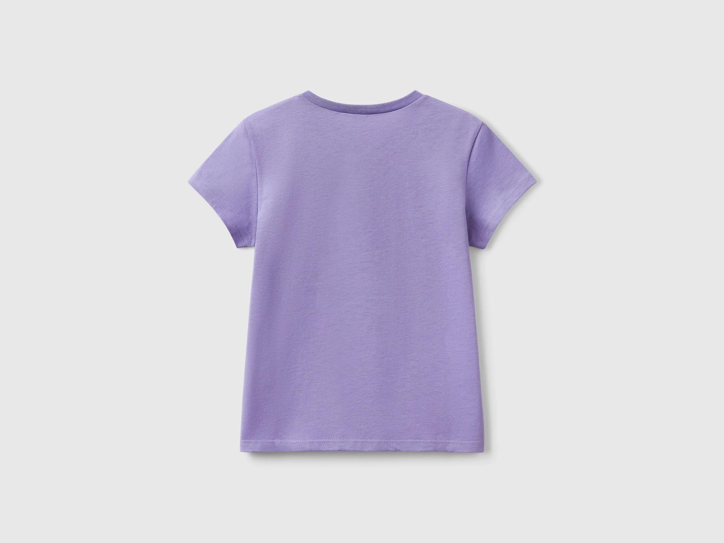 Benetton Kız Çocuk Simli Logo Baskılı T-Shirt 
