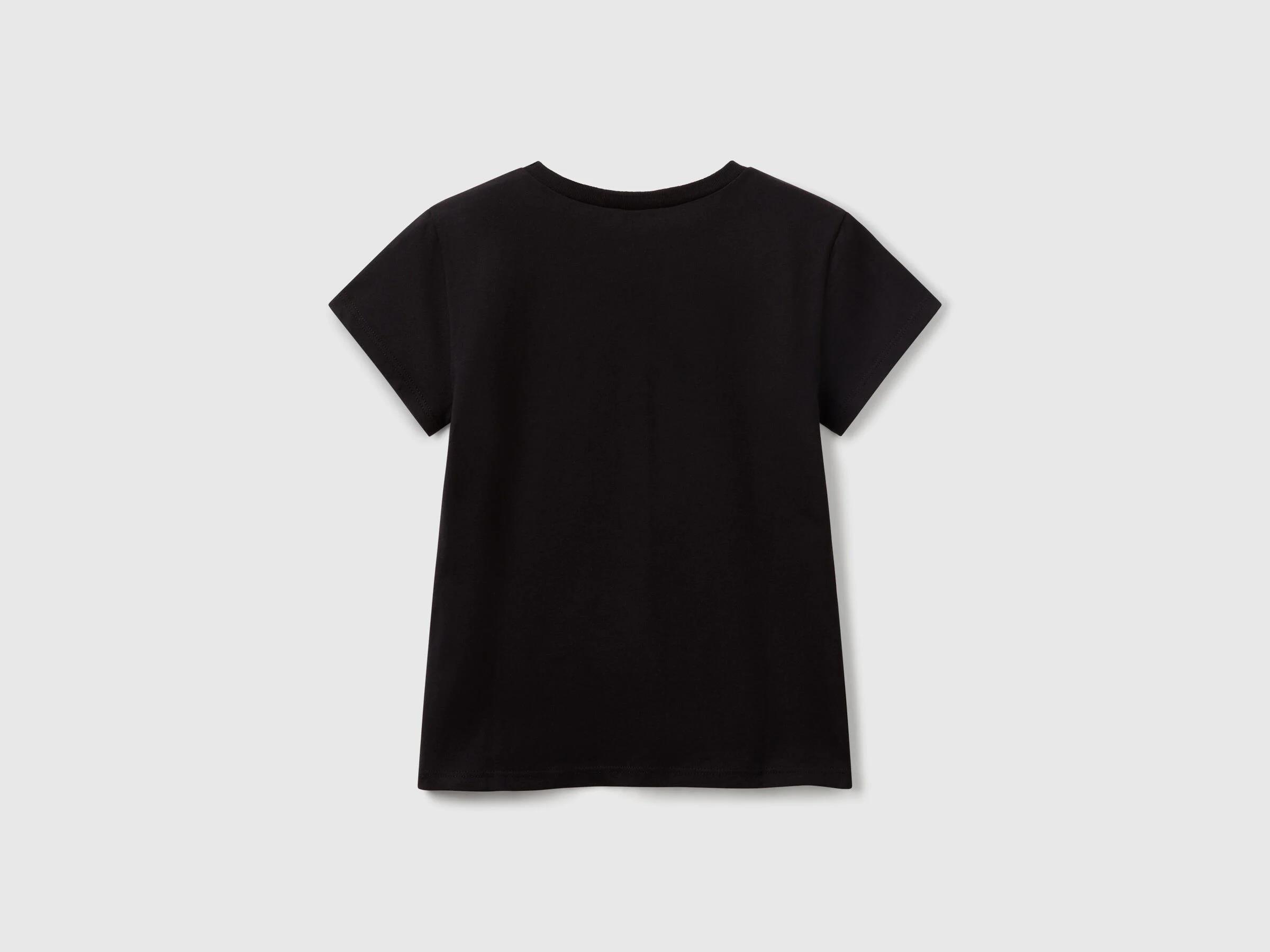 Benetton Kız Çocuk Simli Logo Baskılı T-Shirt 