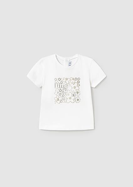 Kız Bebek Krem Tshirt-kısa Kol Basıc