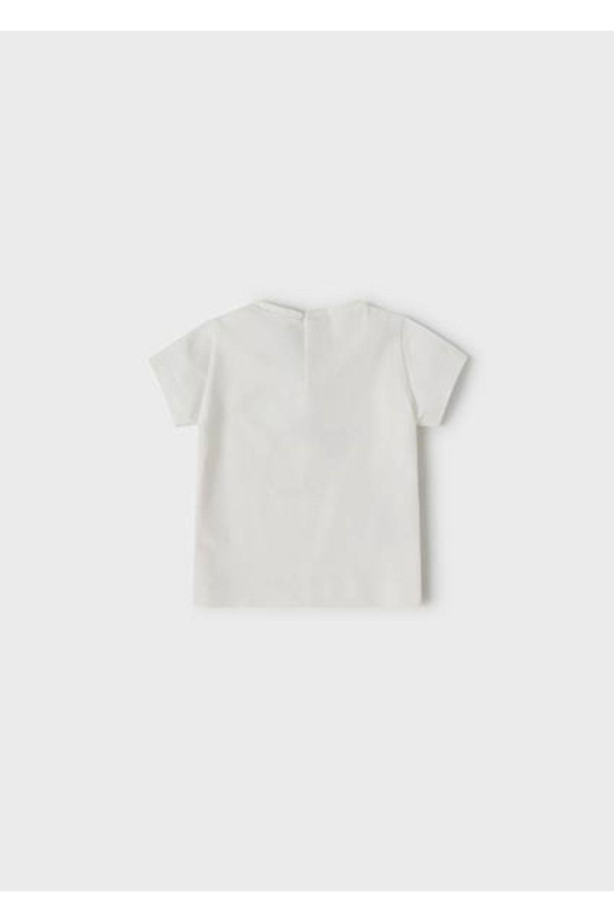 Kız Bebek Krem Tshirt-kısa Kol Basıc