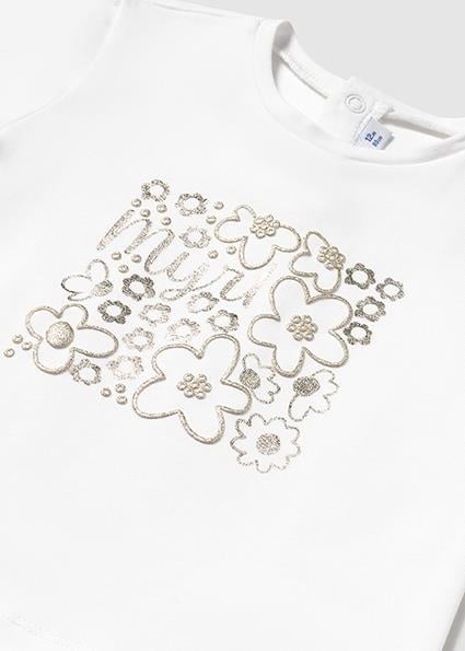 Kız Bebek Krem Tshirt-kısa Kol Basıc