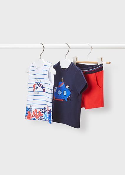 Mayoral Erkek Bebek Kırmızı Set Şort Ve 2 Tshirt 