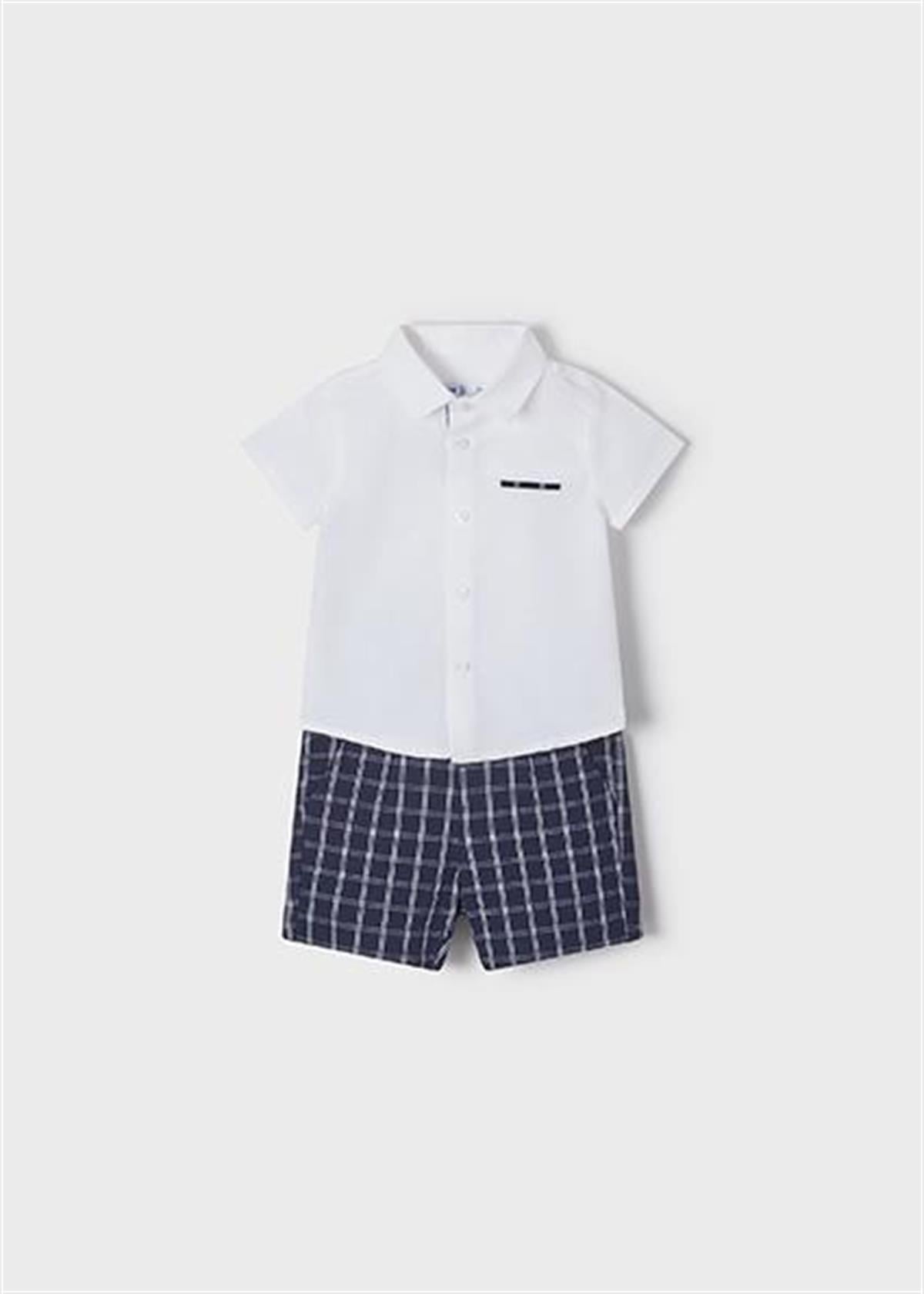 Mayoral Erkek Bebek Lacivert Set-Klasık Keten Şort 