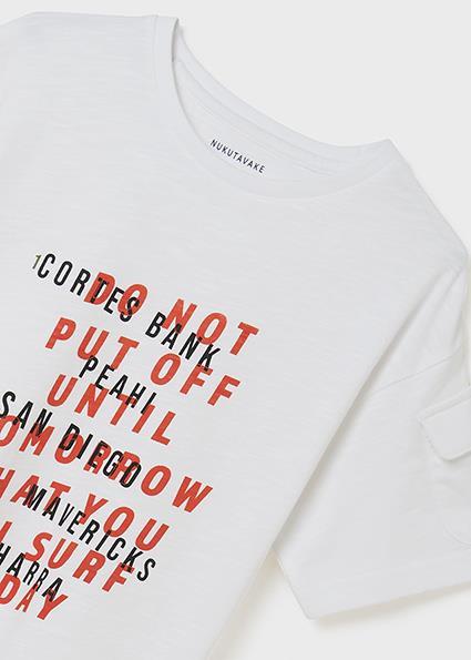 Mayoral Erkek Çocuk Beyaz Tshirt-Kısa Kol-Ceplı 