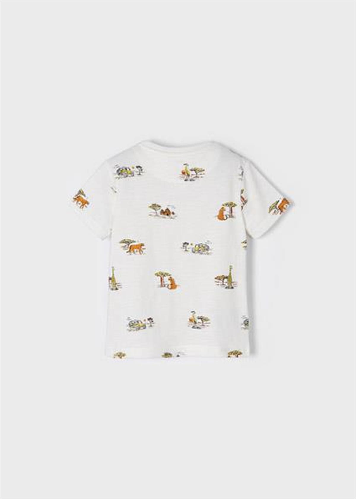 Mayoral Erkek Çocuk Kırık Beyaz Tshirt-Baskılı Kısa Kol 