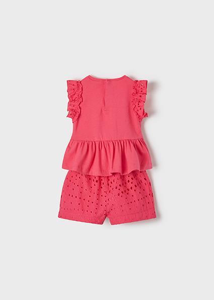 Mayoral Kız Bebek Fuşya Set-Bermuda-Perfore 