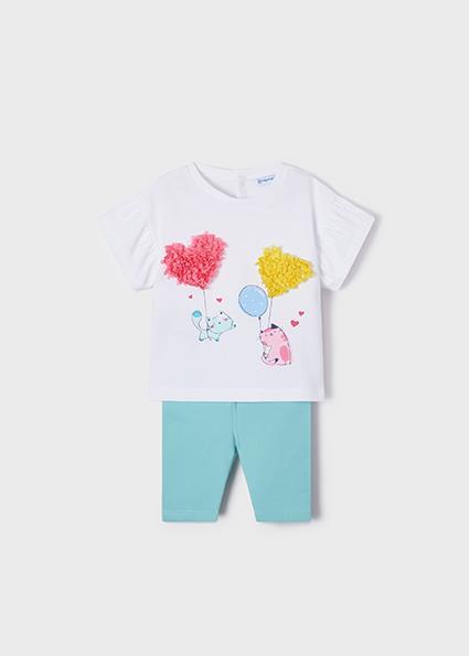 Mayoral Kız Bebek Mavi Set-Tayt-Kedicıklı 