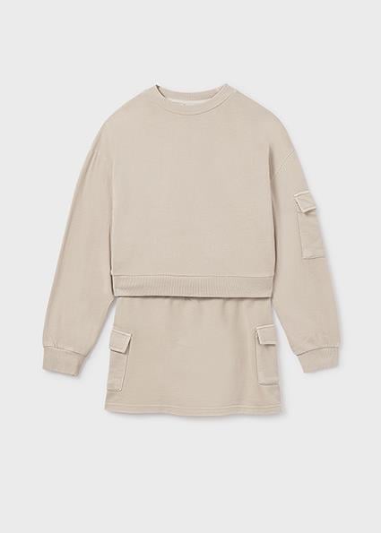 Mayoral Kız Çocuk Bej Sweatshirt ve Kargo Etek Takım 7917