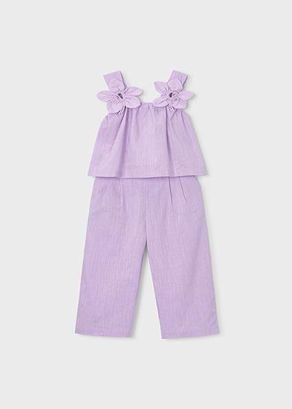 Mayoral Kız Çocuk Çiçekli Bluz ve Pantolon Takım Mor - 03596