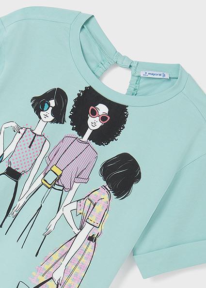 Mayoral Kız Çocuk Mavi Tshirt-Kısa Kol 